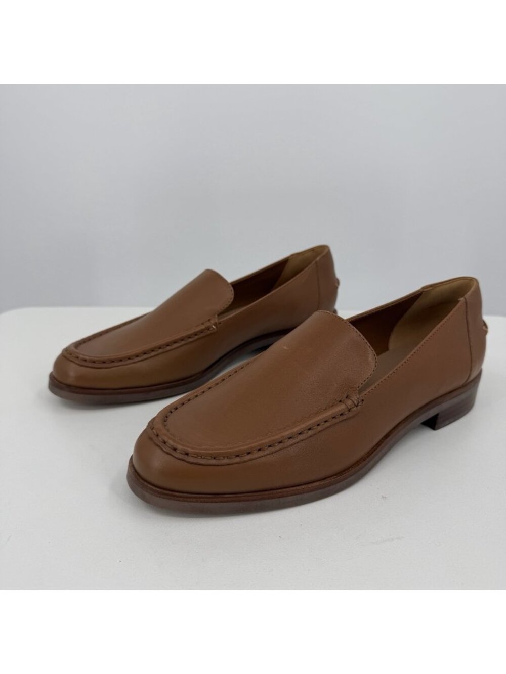 Everlane The Modern Loafer in Camel-Tan Leather sz 9 Stacked Heel Cushioned